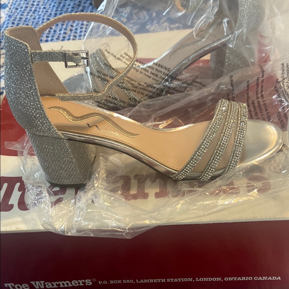 Elegant Silver Block Heel Sandals